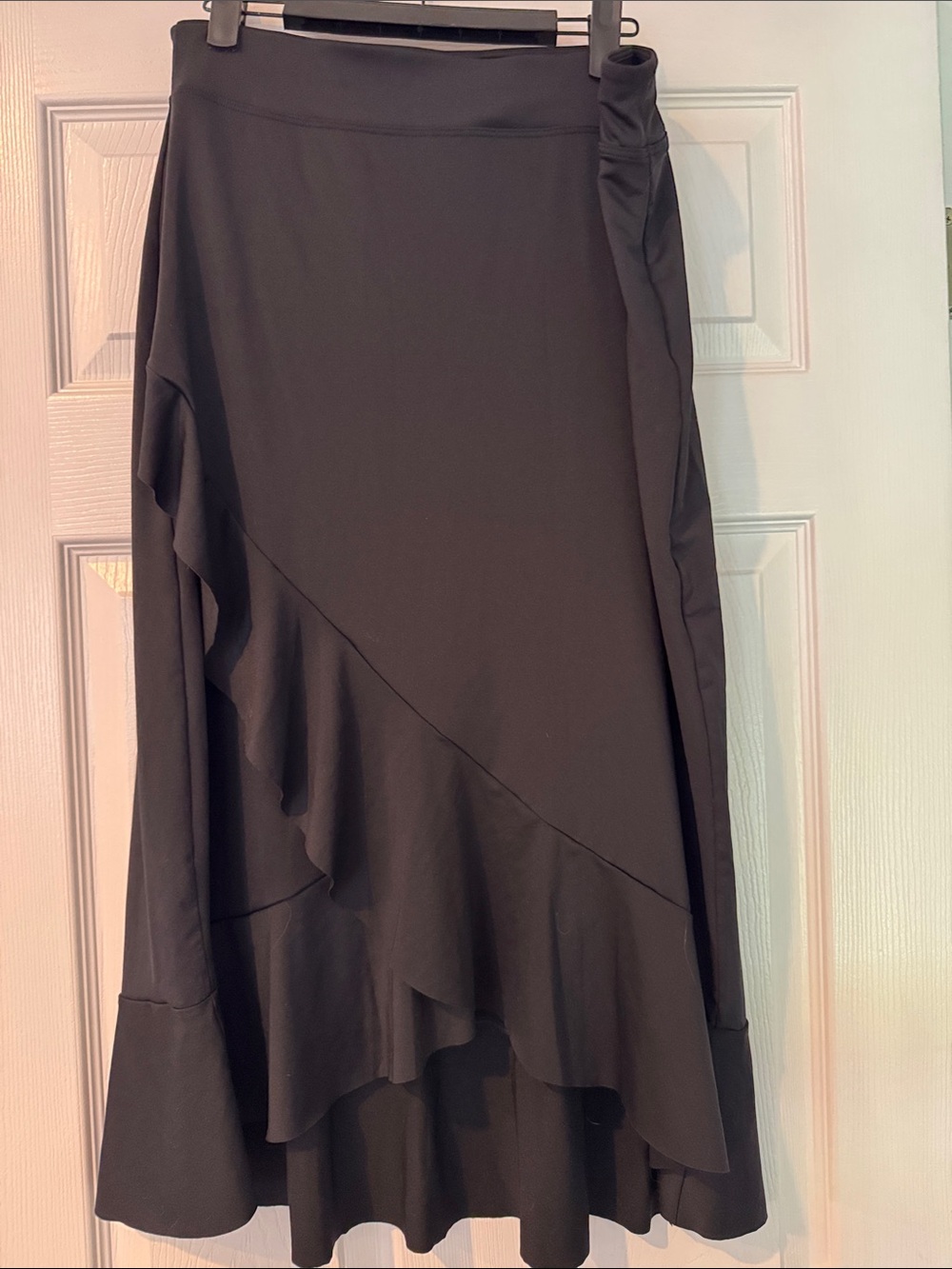 Lands' End Black Asymmetric Ruffle High-Low Skirt